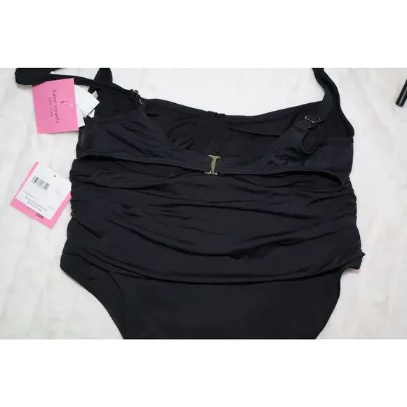 Kate Spade Women's Ruched High-waist Bikini Bottoms In Black - Picture 2 of 6